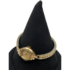 VTG Bulova 17 Jewels Wind-up Analog Women's Watch Sz. 6" w/10K RGP Bezel & Band